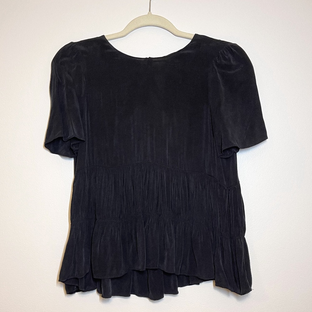 ZARA Black Ruffle Top Small